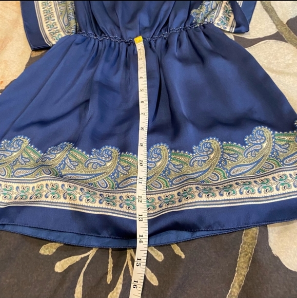 Max Studio | Short Flowy Blouson Handkerchief Dress w/ Boho Pattern M - Picture 11 of 13